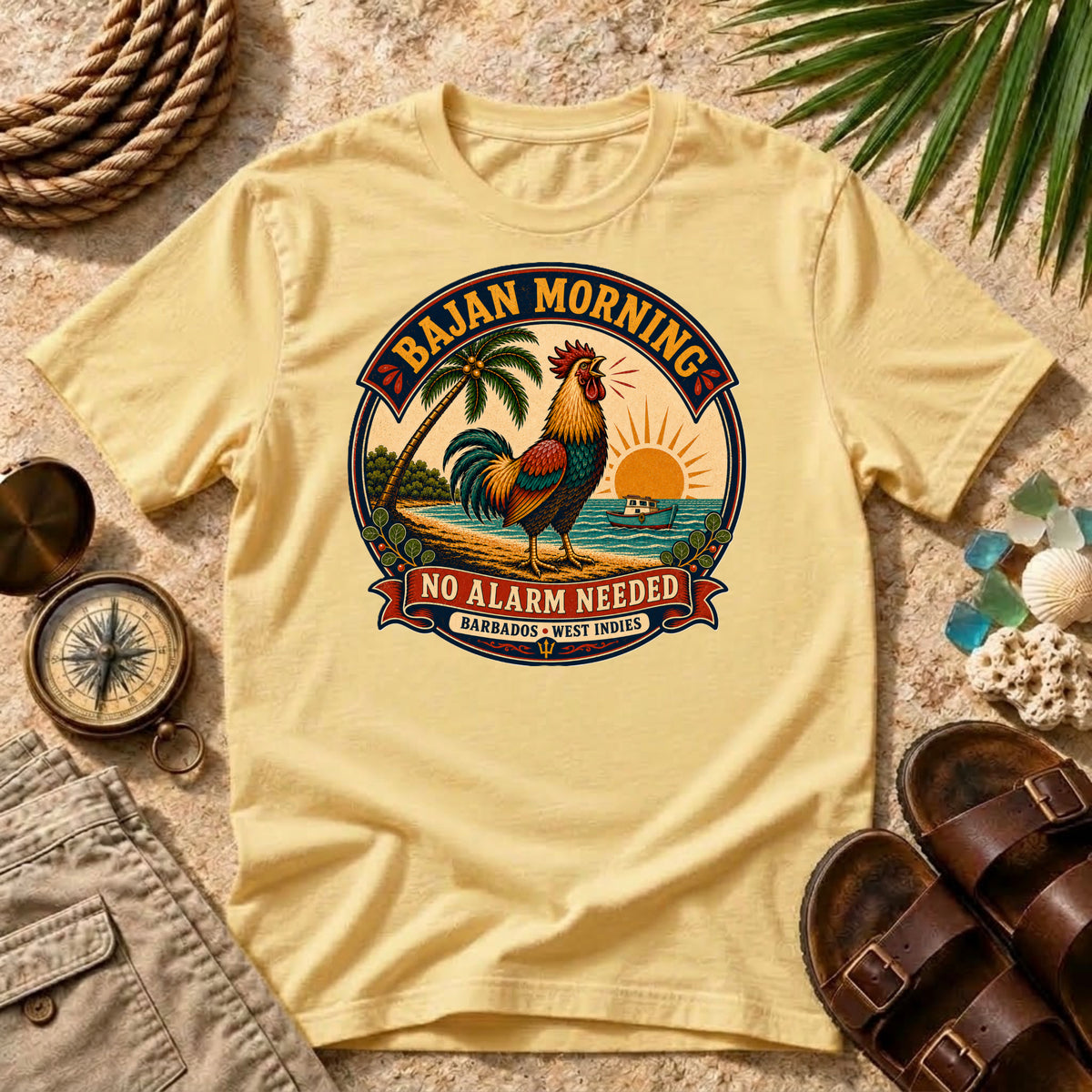 Bajan Morning Rooster Graphic T-Shirt