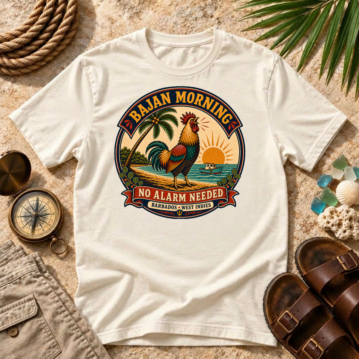 Bajan Morning Rooster Graphic T-Shirt
