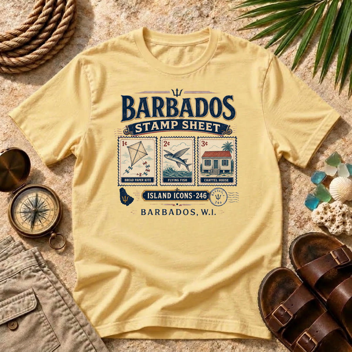 Barbados Stamp Sheet T‑Shirt