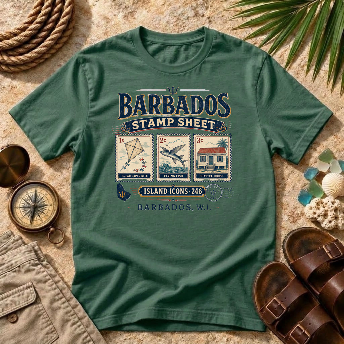 Barbados Stamp Sheet T‑Shirt